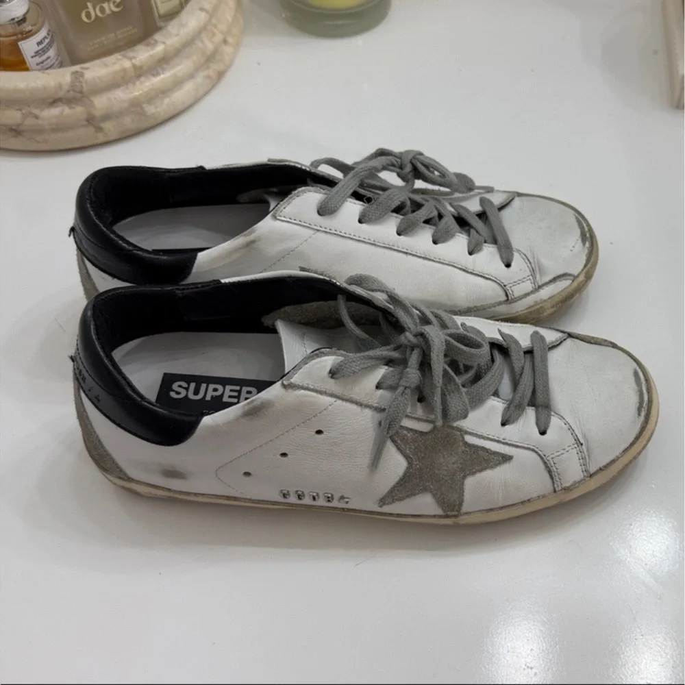 Golden Goose Womens White and Gray Star Sneakers - Picture 1 of 10
